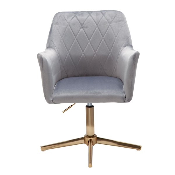 Rootz Swivel Chair - Skrivbordsstol - Sammetsklädsel - Vadderade armstöd - 360° rotation - Guld Basram - 80-97cm x 55cm x 55cm