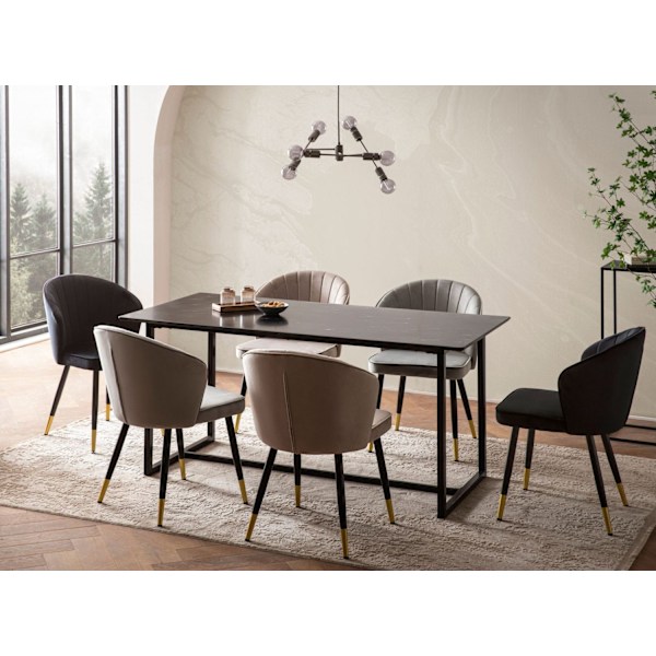 Rootz Stor spisebord - Moderne spisebord - Rektangulært bord - Marmorudseende - Sæder 8 - 180 cm x 90 cm x 76 cm