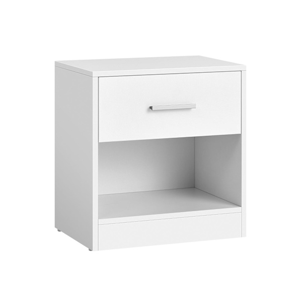 Rootz spånplade sidebord - Klassisk hvidt natbord - Sengebord - Robust konstruktion - Rigelig opbevaring - Nem montering - 28cm x 39cm x 41cm