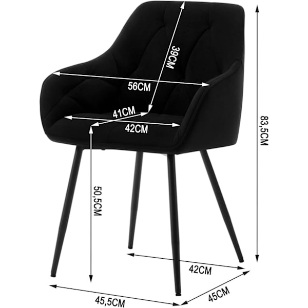 Rootz Spisestuestol - Velvet Polstret Stol - Køkkenstol - Ergonomisk design - 56cm x 83,5cm x 53cm