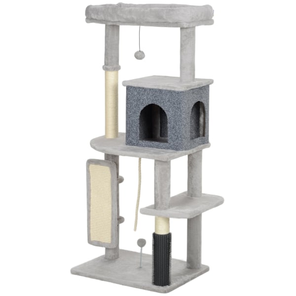 Rootz 52 "Cat Tree - Aktiviteetin naarmuuntuminen - Play Center - Sisal Claw Care - 55L x 44W X 132H CM - Harmaa