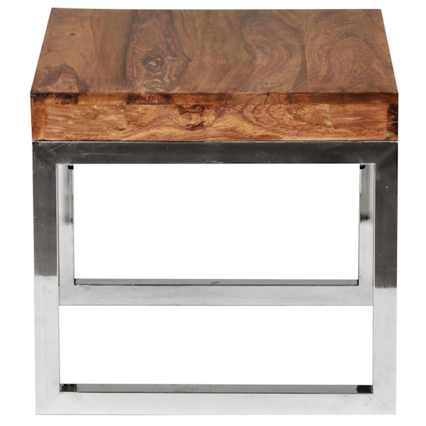 Rootz sidebord massivt træ sheesham stuebord metalstel sofabord country house style mørkebrun naturlig