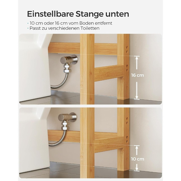 Rootz Bamboo toilethylde - Organizer til badeværelset - Opbevaringsstativ - Miljøvenlig - Pladsbesparende - Nem montering - Naturlige farver - 26 cm x