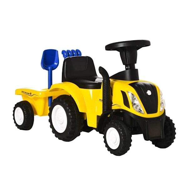 Rootz barnfordon - Åktraktor - Golvskjutare - Släpvagn - Hjul 1-3 år - Horn - Förvaringsstyrning - Sandleksak - Plast+metall - Gul - 91 x 29 x 44cm