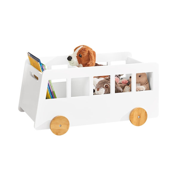 Rootz børnehylde - Legetøjshylde - Opbevaringsstativ til børn - MDF og bambus - Mobil med hjul - Sikre afrundede hjørner - Børnevenlig Højde - 68cm x