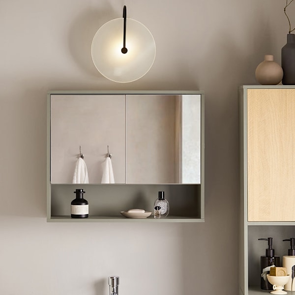 Rootz-kylpyhuoneen peilikaappi - Seinäkaappi - Säilytysjärjestelmä - Tilaa säästävä 2-in-1-design - Säädettävät hyllyt - Helppo koota - 60 cm x 49,5 c