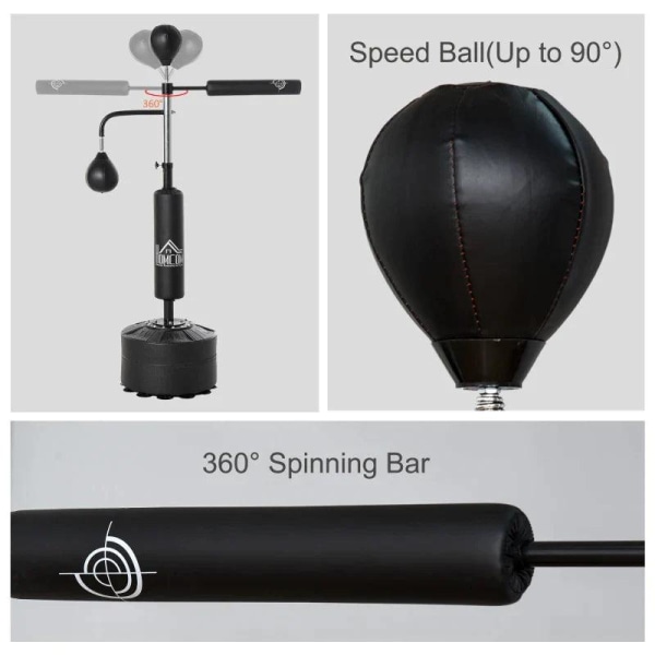 Rootz Boksetaskesæt - Boksesæt - Boksetræner - 2 Speed Balls - Højdejusterbar - Sort