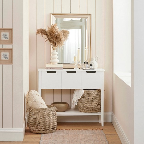 Rootz Modern Console Bord FSB51-W - Skænk - Hallbord - Holdbar MDF-konstruktion - Rummelig opbevaring - Ridsefast - 93cm x 79cm x 33cm