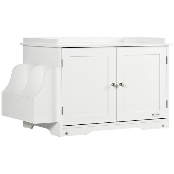 Rootz kattebakke - Kattehus - med magnetisk skilledør - Sidehylde - MDF - Hvid - 86 x 48 x 52 cm