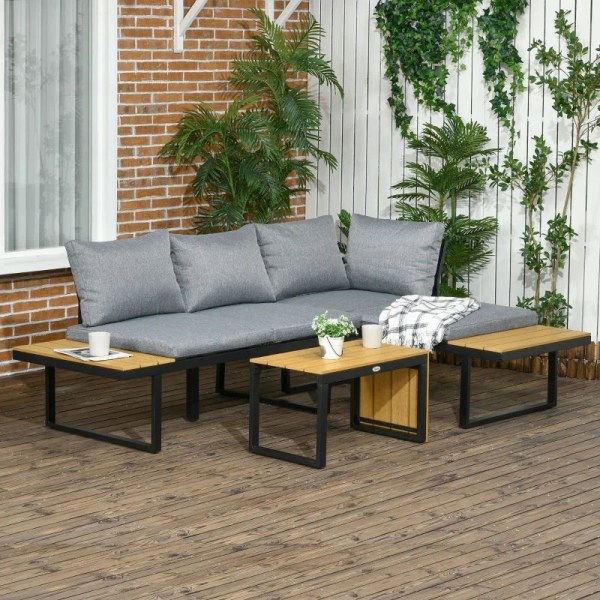 Rootz Havemøbelsæt til 3 personer - Balkonmøbler med sædehynder