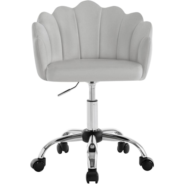 Rootz Ergonomic Velvet Kontorstol - Kronblad Ryglæn Drejestol - Højdejusterbar - Beige/Lysegrå/Pink - 41cm x 37,5cm - 44-53,5cm
