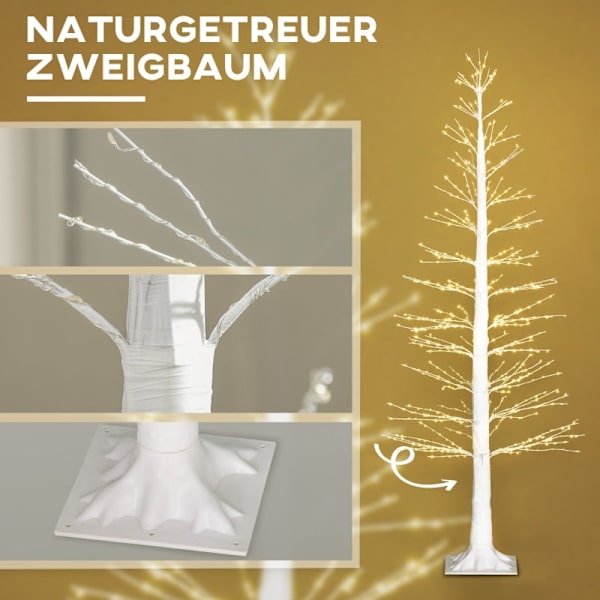 Rootz kunstigt lystræ - LED-træ - Dekorativt træ - Naturtro bark - Varmhvide lysdioder - Fleksible grene - Indendørs udendørs - 180 cm x 26 cm x 26 cm