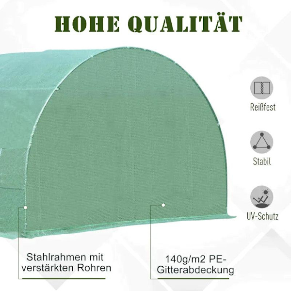 Rootz Folie Växthus - Tomat Växthus - Tunnel Kall Ram - Växthus - Tomat Folie Växthus - Grön - 590 X 300 X 200 CM