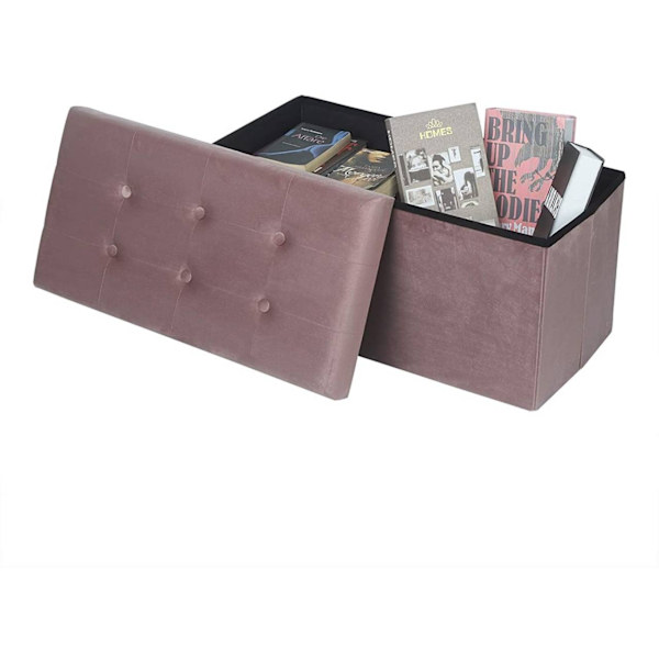 Rootz Velvet Storage Pall - Vikbar ottoman - Stor kapacitet - Elegant design - 76 cm x 38 cm x 37,5 cm
