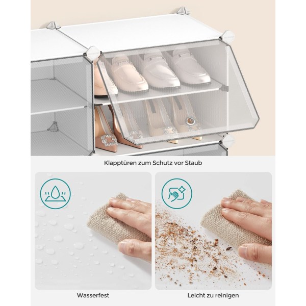 Rootz White 12 Cube Storage Organizer - Garderobsorganisator - Cube Organizer - ABS Plastic Connector - PP Plast Board - Stålram - 32cm x 83cm x 187cm
