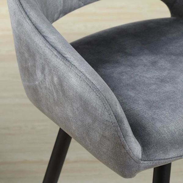 Rootz Set med 2 barstolar i retrodesign - sammetslook - inkl. Fotstöd - Grå - 50 cm x 53 cm x 94 cm