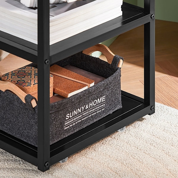 Rootz 2 -i -1 sidobord och serveringsvagn - End Table - Mobile Tray - Högkvalitativ MDF & METAL - 25x38x58cm & 30x60x40cm