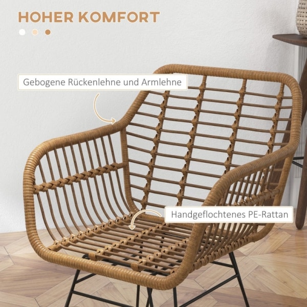 Rootz Set med 2 Boho Style köksstolar - Matstolar - Rottingstolar - Naturlig estetik - Bekväm design - Hållbar konstruktion - 56cm x 60cm x 79cm