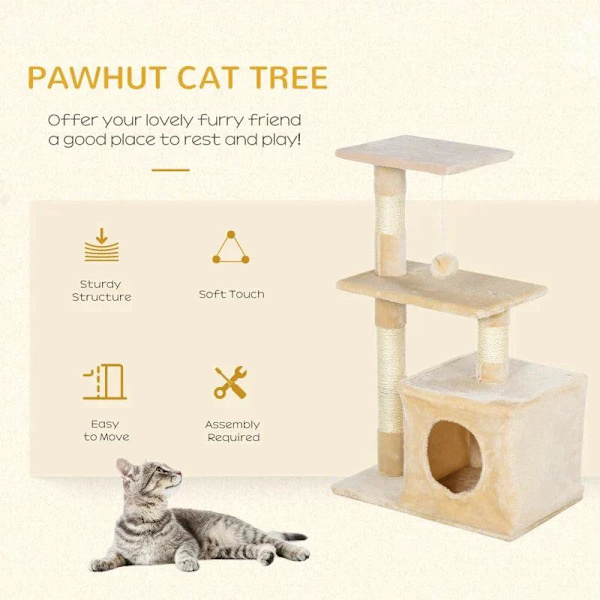 Rootz skrapstolpe - Cat Tree Tower - Sisal Cat Tree - Sisal skrapstolpar - Beige - 50 x 30 x 80 cm