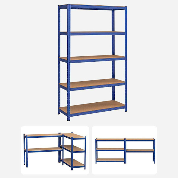 Rootz opbevaringsstativ - opbevaringshylder - kraftige reoler - 5 niveauer opbevaringsstativ - justerbare hylder - metalopbevaringshylder - op til 875