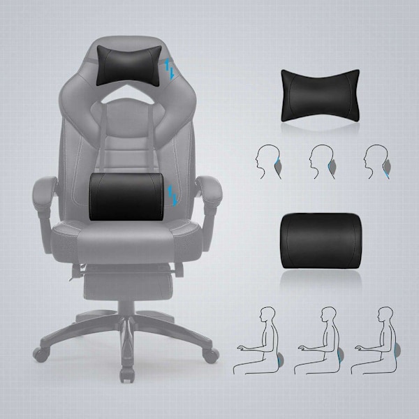 Rootz Gaming Chair - Kontorstol - Ergonomisk Gaming Chair - Esports Gaming Chair - Skrivebordsstol - Med Fodstøtte Og Nakkestøtte - Sort - 70 x 64 x (