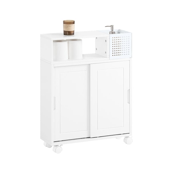 Rootz Slim Badeværelse Opbevaringsskab - Arrangør - Rumbesparelse - Justerbar hylde - MDF & Metal - 17 cm x 69 cm x 52 cm