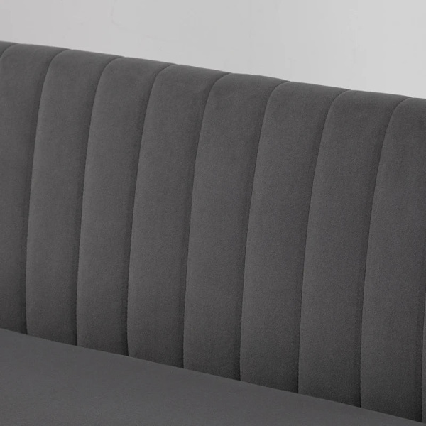 Rootz sofa - retrodesign - 2 pers. sofa - træben - fløjlsagtig polyester - mørkegrå - 117 cm x 56,5 cm x 77 cm