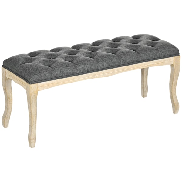 Rootz polstret bænk - polstret bænk - senge end sæde - optimal komfort - 110 cm x 40 cm x 48 cm - klassisk chic linned grå med hevea træben