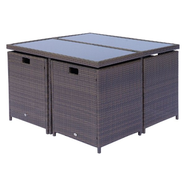 Rootz polyrattan siddepladser - brun, cremefarvet - pe, aluminium, polyester - 47,24 cm x 47,24 cm x 29,13 cm