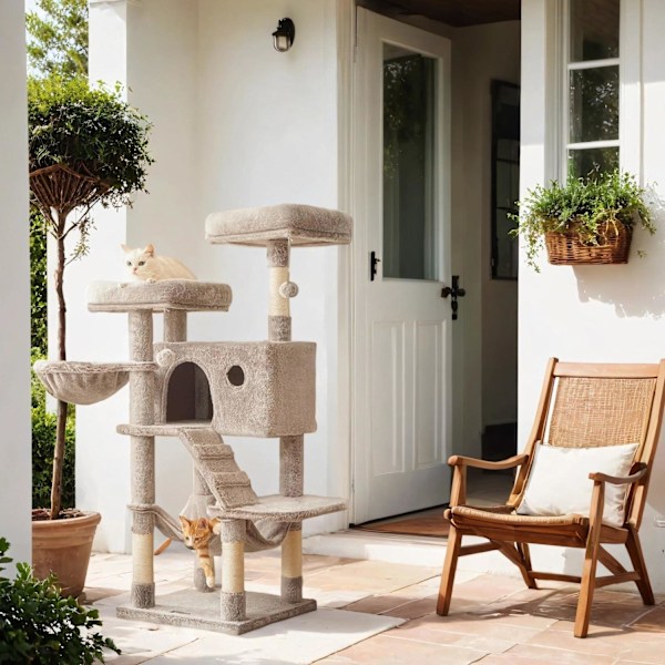 Rootz Large Cat Tree - Scratching Post - Soft Covered - Plush Comfort - 49cm x 49 cm x 135 cm