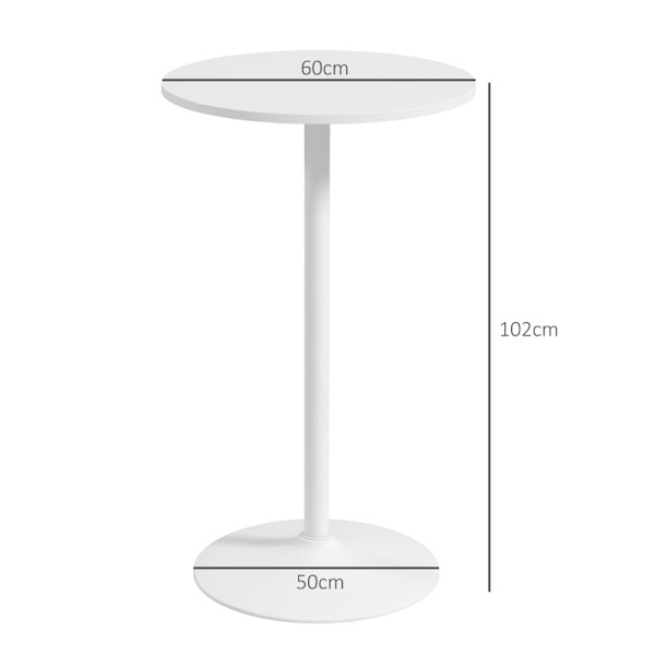 Rootz Barbord - Bord för 2 personer - Modern design - Runt bord - Pulverlackerat stål - Vit - 60 x 60 x 102 cm