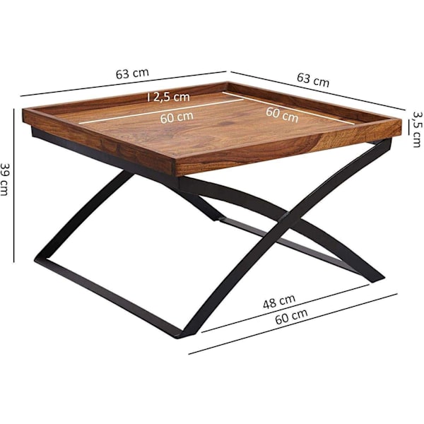 Rootz Industrial Soffbord - Vardagsrumsbord i trä - Trä - 63 x 39 x 63 cm