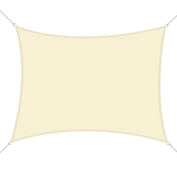 Rootz Rectangular Shade Sail - UV Shade Canopy - Sun Protection Awcle - UV Protection - 6m x 4m - Polyester med høj densitet 160 gsm creme