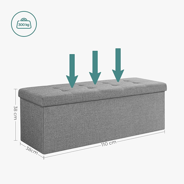 Rootz Säilytyspenkki - Istuinrinta - Ottomaanit - Pellavaverhoilu - MDF-rakenne - 110cm x 38cm x 38cm