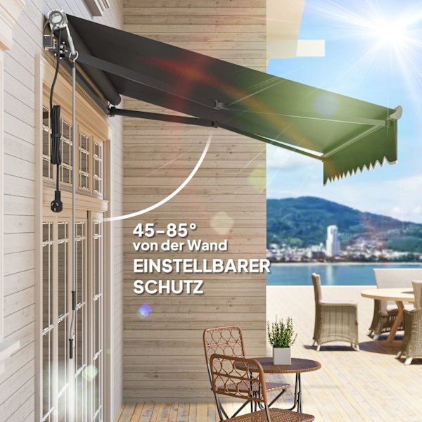 Rootz Klemmmarkise Markise - Udtrækkelig baldakin - Solskygge - UV -beskyttelse - 296 cm x 250 cm - Holdbart aluminium & polyester stof