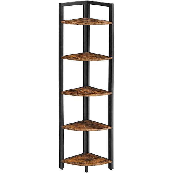 Rootz Hjørneskab - Reol - Hylde - Metal - Forarbejdet træ - Brun - Sort - 30 x 30 x 150 cm