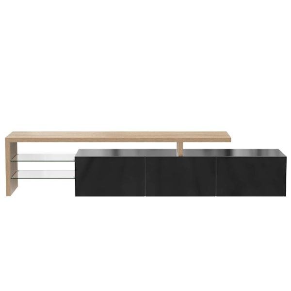 Rootz Elegant TV-skab - Højglans sort - Trælook - Glashylder - LED-belysning - 197,5L x 39W x 42H cm