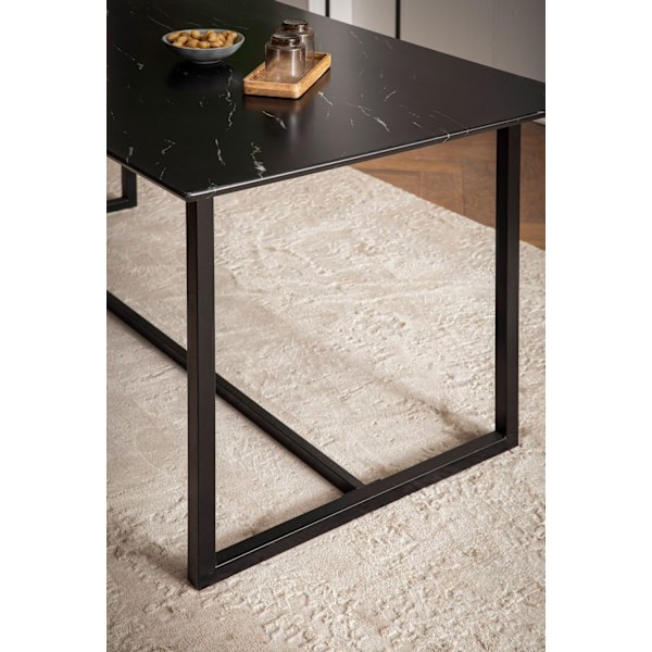Rootz Moderne spisebord - Lille spisebord - rektangulært bord - sort look - sæder 6 - 120 cm x 60 cm x 76 cm