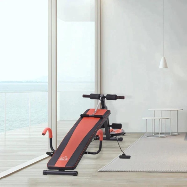 Rootz Sit Up Bench - Sit-up & Dumbbell Bench - Træningsbænk - Rød/Sort - 166 x 53 x 52-60 cm