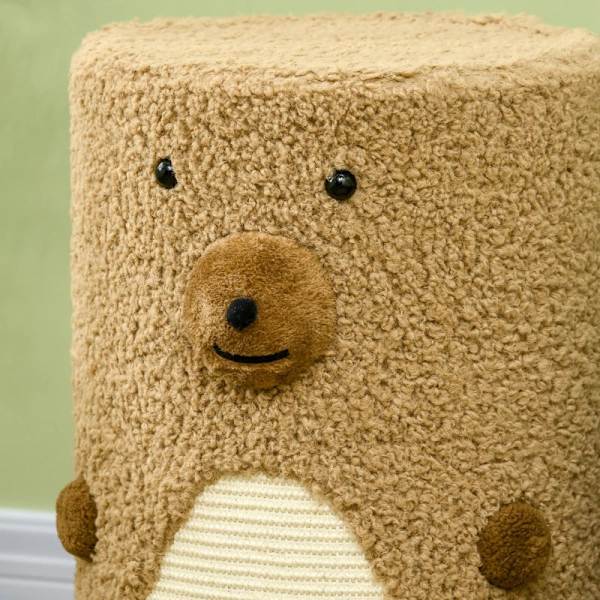 Rootz Bear Design Kradse Tønde - Kattetårn - 2 Kattehuler - 1 Skrabeflade - Spånplade - Hvid + Brun - 35L x 35W x 66H cm