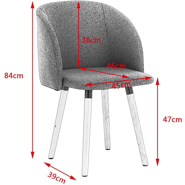 Rootz Set med 4 matstolar - Elegant sittplats - Bekväma stolar - Ergonomisk design - Hållbar och robust - Mångsidig stil - 84cm x 45cm x 46cm