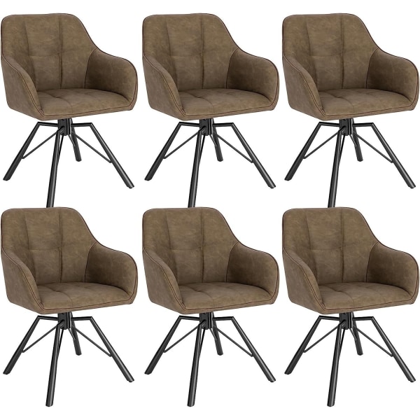 Rootz Roterende Spisestuestole Sæt med 6 - Drejestole - Lænestole - Komfortable & Ergonomiske - 360° drejelig - Robust metalstel - 58,5 cm x 82,5 cm x