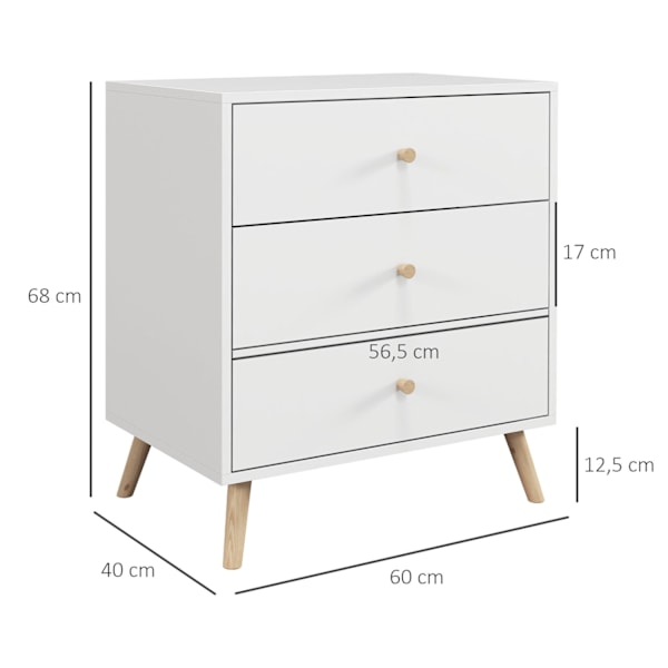 Rootz Scandinavian Chest of skuffer - Opbevaringsskab - Skuffe Unit - Robust MDF & Pine - 60L X 40B x 68H CM
