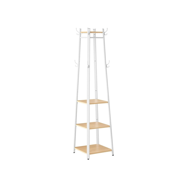 Rootz Knagerække - Eg Hvid - Spånplade stål - Entryway Organizer - Pladsbesparende - Nem montering - 43cm x 43cm x 180cm