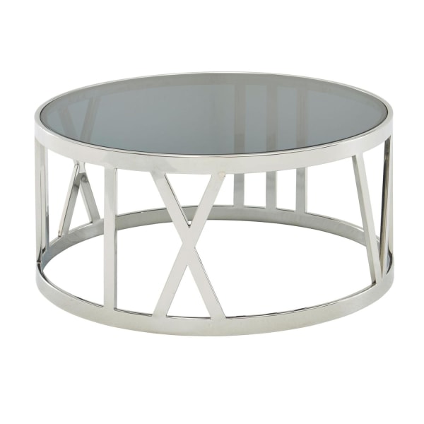 Rootz sohvapöytä lasi metalli 60x60x30 cm sohvapöytä hopea - Des