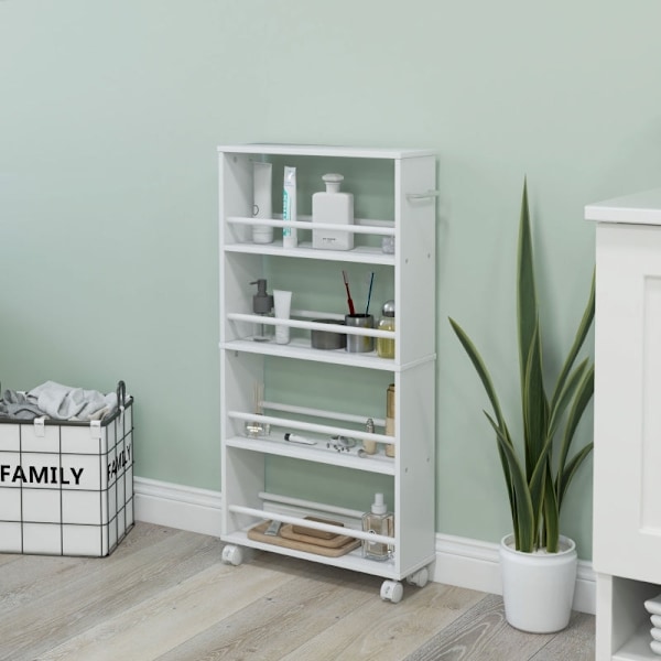 Rootz Sidevogn med hjul - Køkkenvogn - Mobil opbevaring - 360° hjul og låsning - 45W x 15D x 91H cm