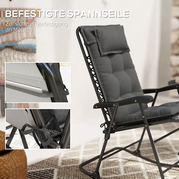 Rootz 2 stykker Sun Lounger Set - Garden Lounger Puder - polstrede puder - Vandafvisende, fade -resistent - 50x116x5 cm - Grå