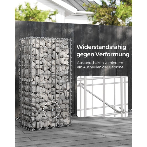 Rootz Stone Gabion - Dekorativ havestensvæg - Stenbænk - Galvaniseret stål - Hurtig opsætning - Tidsbesparende alternativ - Kreativt design - 100 cm x