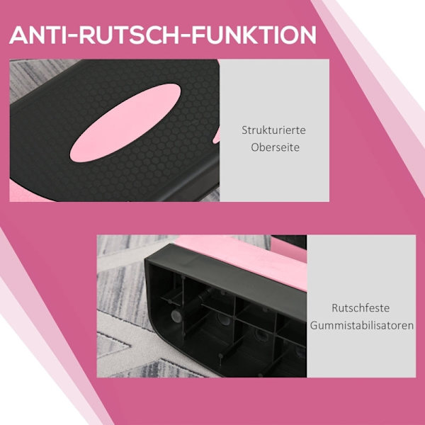 Rootz Aerobic Stepper - Fitness Step Platform - Konditionsträningsplattform - Justerbara höjder - Stötdämpande - 80cm x 31cm x 20cm
