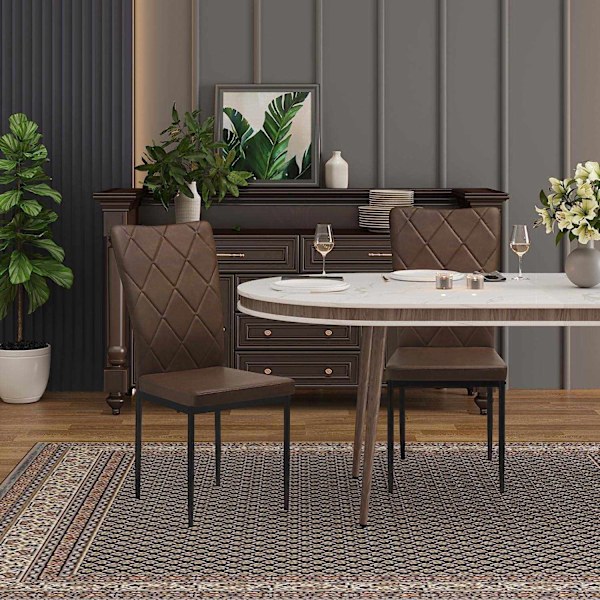 Rootz matsalsstolar Set med 4 - Köksstolar - Imitationsstolar - Högt ryggstöd - Bekväma sittplatser - Hållbara metallben - 42cm x 94,5cm x 59cm